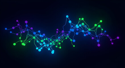 Colorful Abstract Network of Connected Nodes and Lines with Gradient Effect