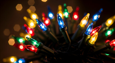 Festive glow: A close-up of vibrant christmas lights creating a magical atmosphere