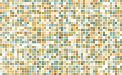 Autumn colors square tile mosaic grid background with teal and orange hues