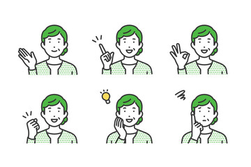 私服高齢女性,ジェスチャーポーズセット