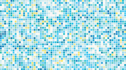 Light blue and yellow pixelated grid with geometric square pattern background