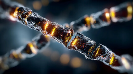 Abstract Glowing DNA Strand Structure, Futuristic Genetic Helix Visualization, Biotech DNA Model with Light Effects
