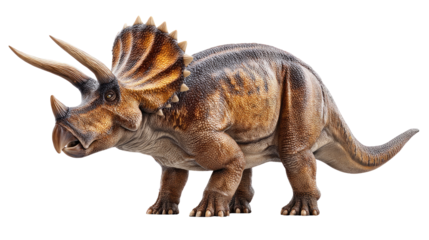 Ancient Giant: A detailed depiction of a Triceratops, a herbivorous dinosaur with a formidable frill and three horns, standing proudly in its prehistoric domain.