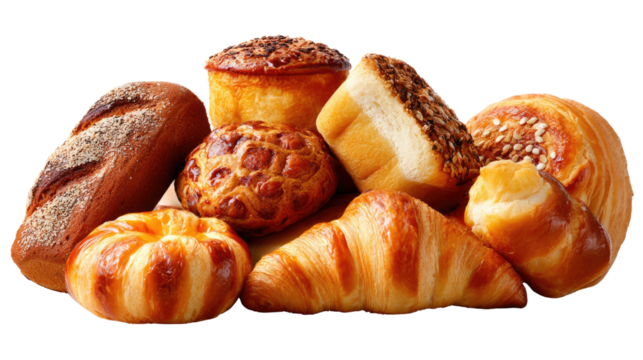 Artisan Bakery Selection: An assortment of freshly baked, golden-brown artisanal breads and pastries beckon, each with a unique shape, texture, and aroma, promising a delightful culinary experience.