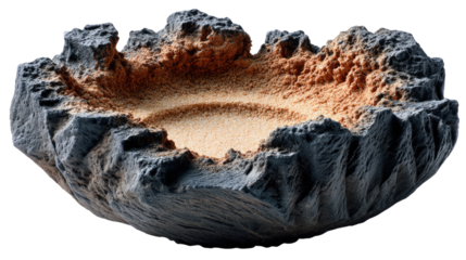 Erosion Bowl Sculpture: A captivating close-up showcases a unique sculpted bowl, its rough, textured surface mirroring the earth's natural erosion, creating a striking contrast and visual interest.