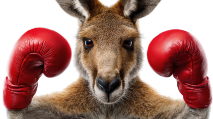 Ready to Rumble: A Kangaroo in a Power Stance with Boxing Gloves. This image perfectly encapsulates the grit and spirit of boxing