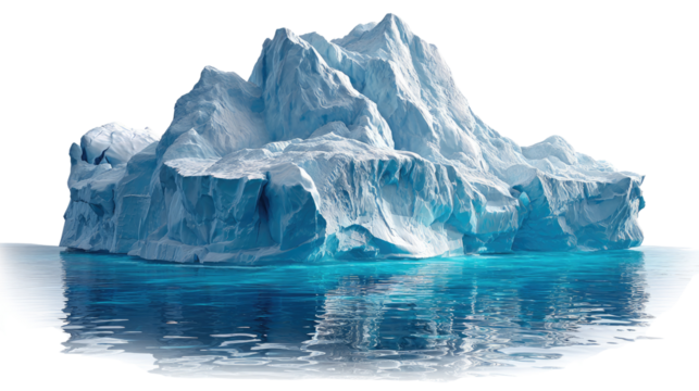 Majestic Iceberg: A colossal iceberg, sculpted by nature's hand, floats serenely upon the tranquil water, with its crystalline form reflecting the cool, cerulean hues.