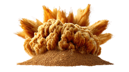 Explosion of Brown Powder: A dynamic image depicts a cloud of brown powder bursting outwards, forming a captivating visual of raw energy and impact.