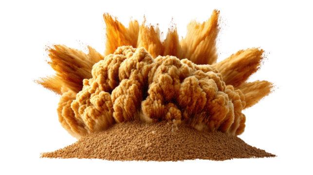 Explosion of Brown Powder: A dynamic image depicts a cloud of brown powder bursting outwards, forming a captivating visual of raw energy and impact.