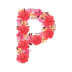 Vector floral letter, capital character P