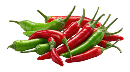 Fiery Chili Pepper Pile: A vibrant collection of red and green chili peppers create a captivating display of spicy, fresh ingredients. 