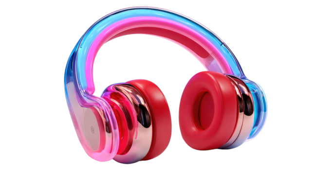 Headphone Symphony: A vibrant studio shot highlights an audio headphone in a spectrum of lively colors, showcasing the innovative design and sound quality.