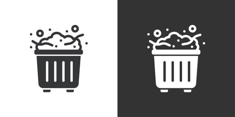 Overflowing Bin icon. Solid glyph series icon