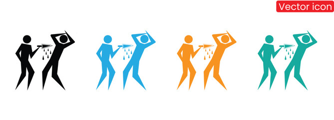 Murder scene with knife, fear and violence in colorful icons