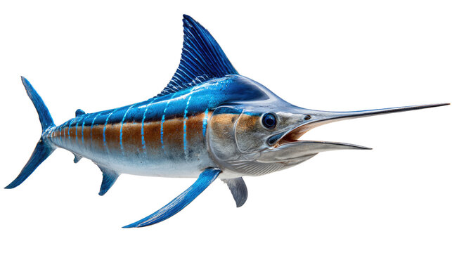 Majestic Marlin's Aquatic Grace: A striking marlin glides through the waters, showcasing its streamlined body and distinctive features. Capture the ocean beauty and marlin essence.