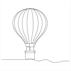 Fototapeta premium Hot air ballon continuous oneline drawing vector illustration