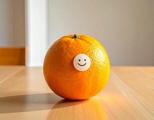 Cheerful Orange with a Smiley Face Sticker