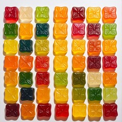 Colorful Square Candies Arranged in Grid Pattern