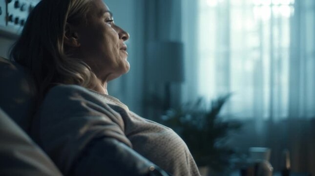 Home Bp Monitoring Woman Relaxing on Sofa