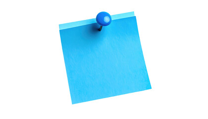 Blue square note pinned. Isolated on black background. Office supply for reminders or messages
