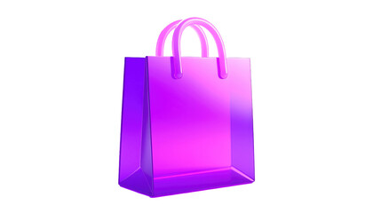 Glossy, pink shopping bag rendered with bright highlights and a dark background