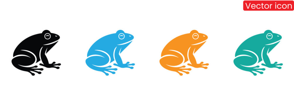 frog vector icon isolated on white,Colorful frogs create whimsical charm for playful designs,Minimalist frog silhouette logo template, vector - Powered by Adobe