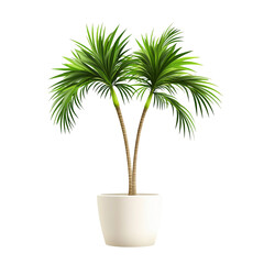 Obraz premium Two Green Palm Trees in White Pot on Black Background