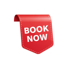 Eye-Catching Red Corner Ribbon Promoting Immediate Reservations for Services or Events
