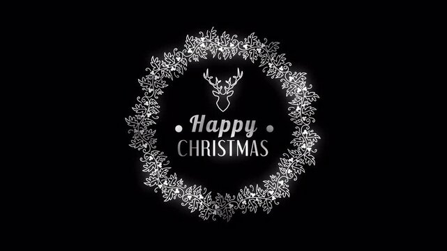 4k Animated Christmas Floral Badge on Transparent Background | Festive Christmas Floral Emblem Animation | Holiday Floral Crest Transparent Loop | Xmas Botanical Badge Motion Graphic 