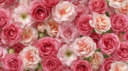 A vibrant pink and white floral arrangement with roses and other flowers, set against a soft, blurred background, creating a serene and elegant atmosphere.