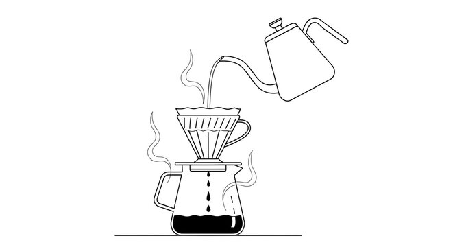 black and white coffee brewing process clip art preview