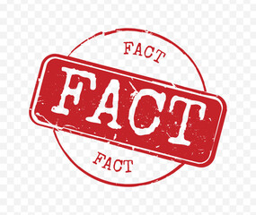 Red grunge rubber stamp circle with bold Fact text isolated on transparent background vector