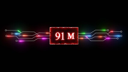 Thank you, 91M followers. Celebration social media followers. Neon subscriber celebration.