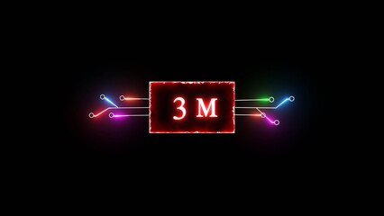 Thank you, 3M followers. Celebration social media followers. Neon subscriber celebration.