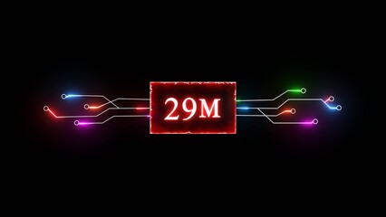 Thank you, 29M followers. Celebration social media followers. Neon subscriber celebration.