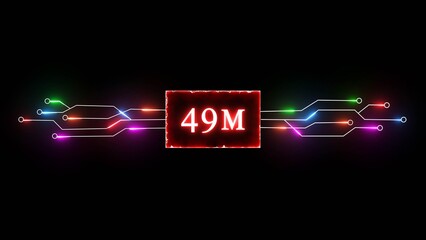 Thank you, 49M followers. Celebration social media followers. Neon subscriber celebration.