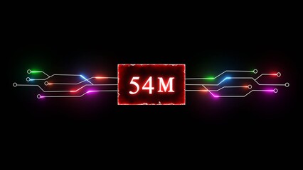 Thank you, 54M followers. Celebration social media followers. Neon subscriber celebration.