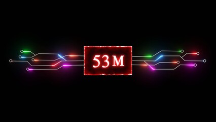Thank you, 53M followers. Celebration social media followers. Neon subscriber celebration.