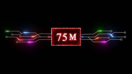 Thank you, 75M followers. Celebration social media followers. Neon subscriber celebration.