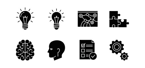 Abstract graphic elements set of icons black background