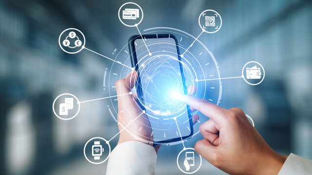 Digital wallet icons show mobile payment, digital wallet transfer, and online banking. Digital wallet supports secure payment, cashless transactions, and financial integration. Gist