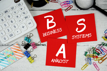 Obraz premium BSA Abbreviation of Business Systems Analyst text phrase of business and financial concept