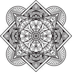 Mandala isolated on the white background. Template for coloring book page. Oriental mystical pattern