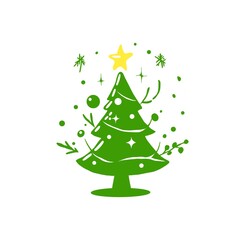 Christmas Tree Silhouette Illustration / クリスマスツリーのシルエットイラスト	