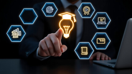 Online learning education courses training and development digital knowledge concept for success