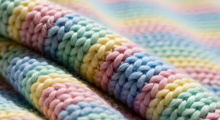 Colorful Soft Yarn Strands in Pastel Shades with Bright Lighting for Craft and Knitting Projects
