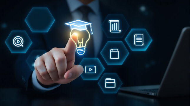 Online education courses digital learning e learning platform innovative study training development idea