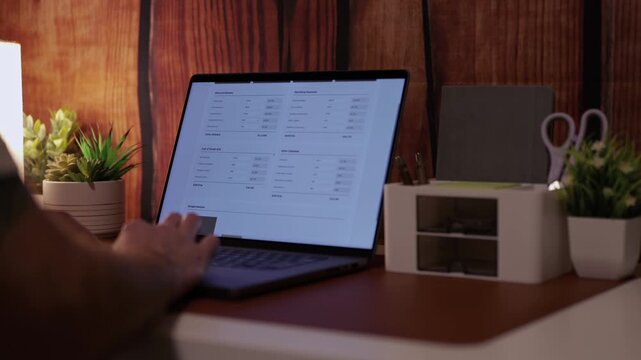 Self Employed Businessman Doing His Monthly Budget with 6-7 Twist - Business Budgeting 6 7 Numerology Concept