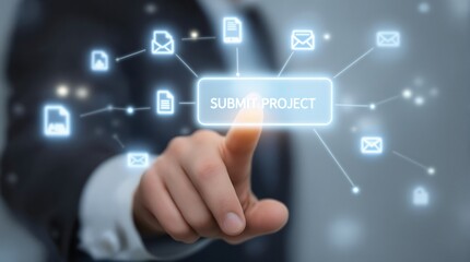 Submit project online digital documents workflow management system automation technology concept