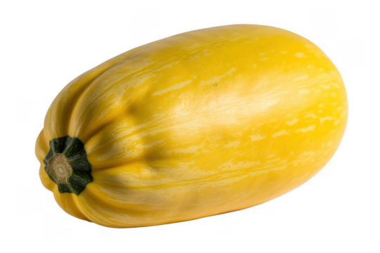 Yellow squash with green stem isolated on a transparent background